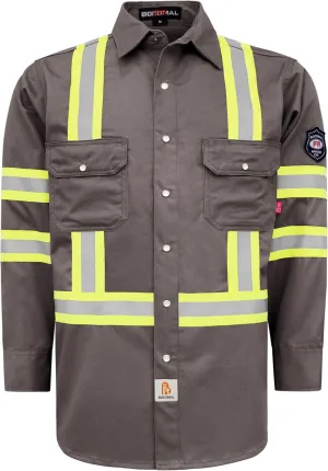 BOCOMAL FR Shirts High Visibility/Hi Vis Flame Resistant/Fire Retardant Shirt 7.5oz Men's Reflective Shirts