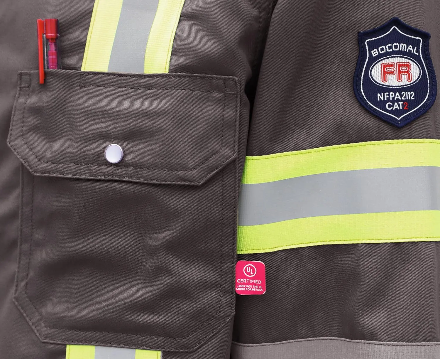 BOCOMAL FR Shirts High Visibility/Hi Vis Flame Resistant/Fire Retardant Shirt 7.5oz Men's Reflective Shirts