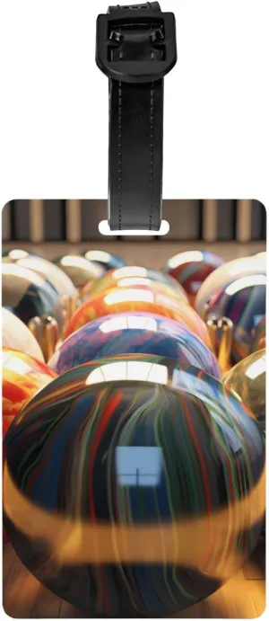 Bowling Balls Prints Luggage Tag Used in Luggage, Duffel Bags, Gym Bags, Tool Boxes, 3.3 x 21 in