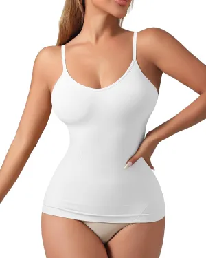 Camisole Tank tops for women V neck Shapewear Tummy Control Tank top Bodysuit White M