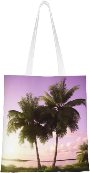 Canvas Tote Bag Aesthetic for Women Tropical Tree Shopping Bags Large Tote Shoulder Bag Reusable Grocery Bags Hobo Bags Casual Handbags Cute Cloth Bags Birthday Gifts