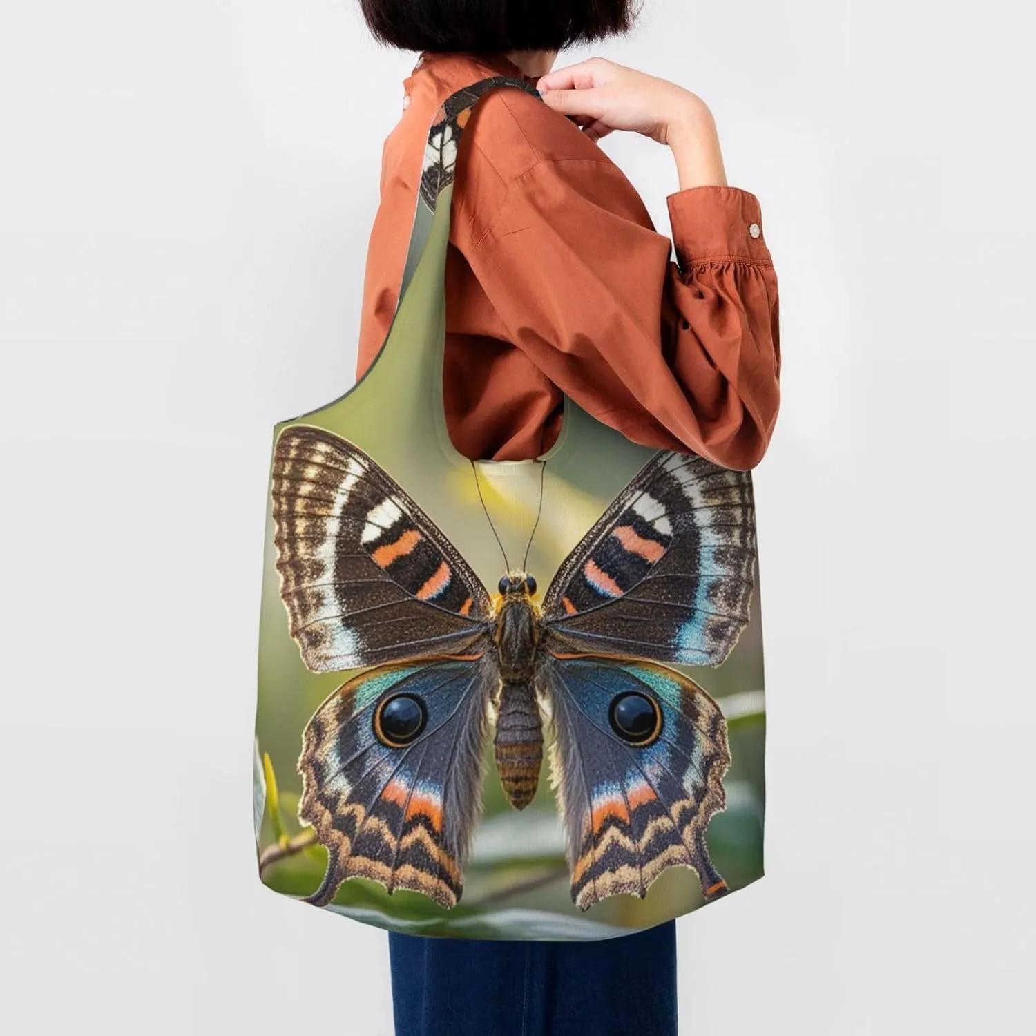 Canvas Tote Bag Reusable Grocery Bags Lightweight Handbag blue and white Tote Bag for Shopping Cloth Bags