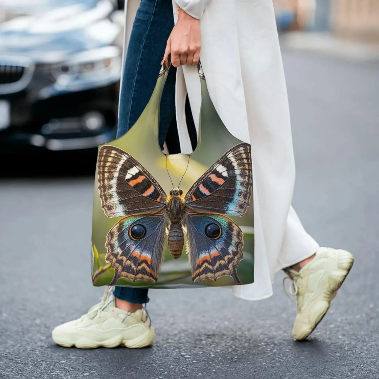 Canvas Tote Bag Reusable Grocery Bags Lightweight Handbag blue and white Tote Bag for Shopping Cloth Bags