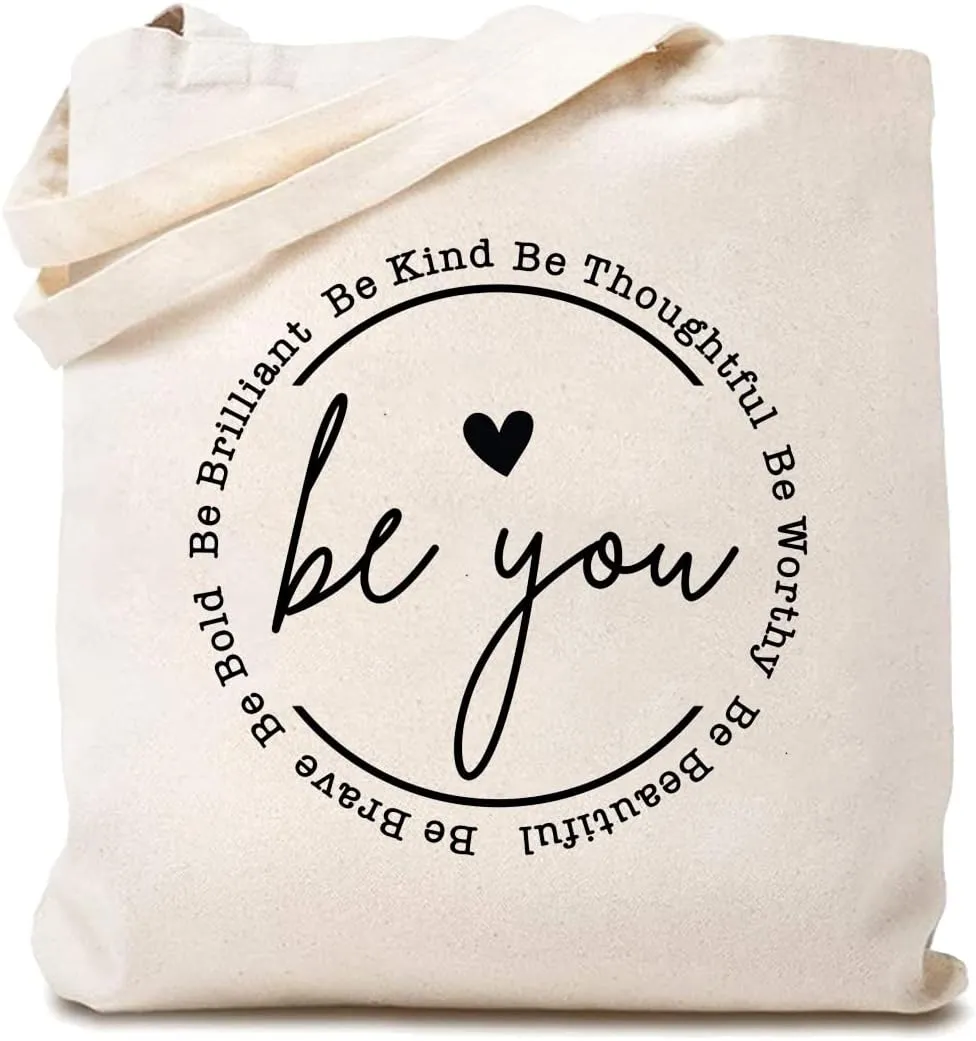 Canvas Tote Bags for Women Inspirational Sayings Shoulder Bag for Work Reusable Washable Shopping Bags