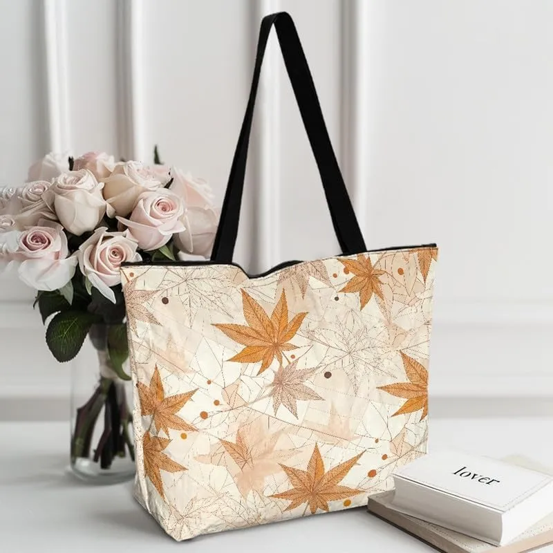 Cartoon Husky Dog Sheep Women Tote Paper Bag, Countryside Flower Hand Bag, Geometric Art Commute Bag for Work