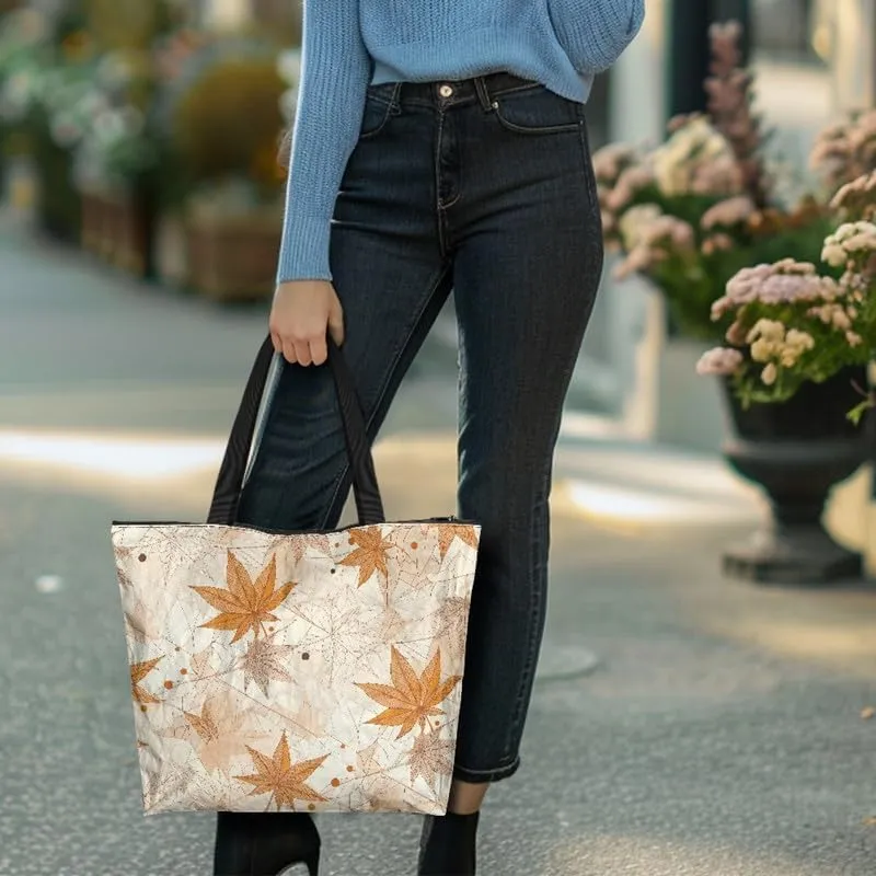 Cartoon Husky Dog Sheep Women Tote Paper Bag, Countryside Flower Hand Bag, Geometric Art Commute Bag for Work