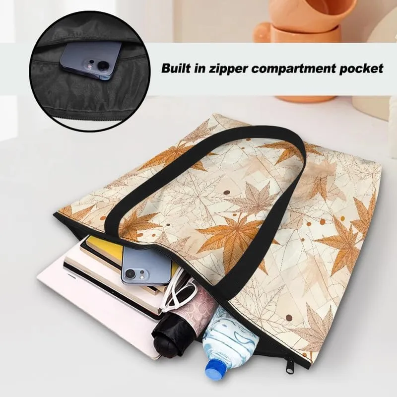 Cartoon Husky Dog Sheep Women Tote Paper Bag, Countryside Flower Hand Bag, Geometric Art Commute Bag for Work
