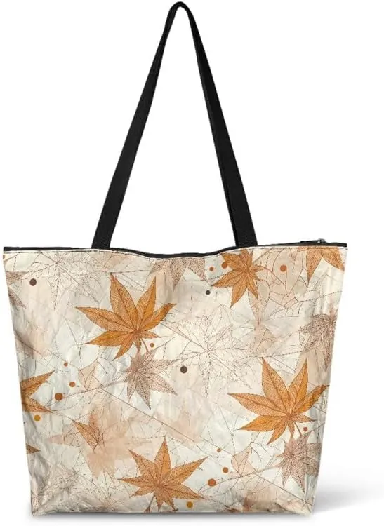 Cartoon Husky Dog Sheep Women Tote Paper Bag, Countryside Flower Hand Bag, Geometric Art Commute Bag for Work