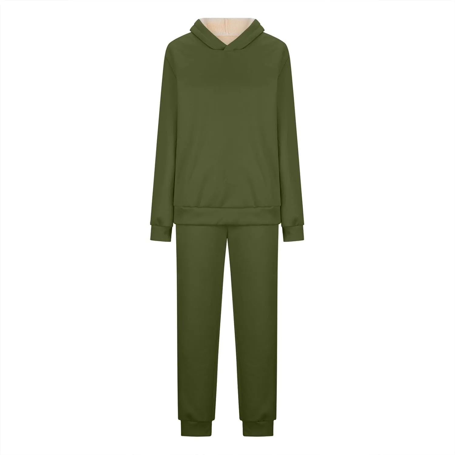 Casual Hoodie and Sweatpants Outfit Plush Thickened Hooded Pullover Sweatsuits Jogger Set 2024 Fall Winter Fashion