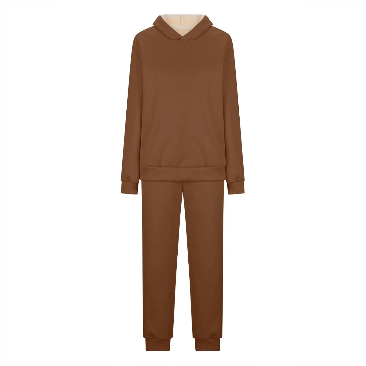 Casual Hoodie and Sweatpants Outfit Plush Thickened Hooded Pullover Sweatsuits Jogger Set 2024 Fall Winter Fashion