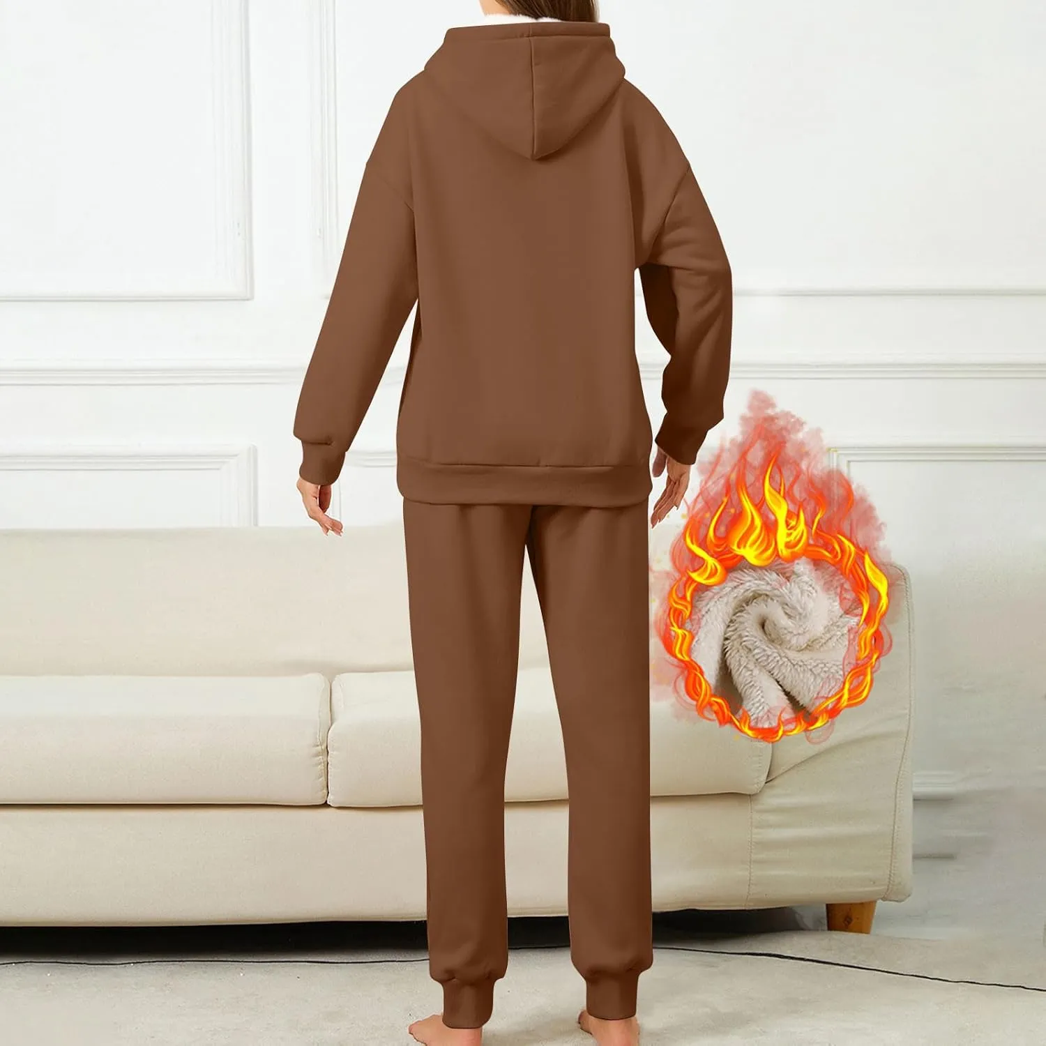 Casual Hoodie and Sweatpants Outfit Plush Thickened Hooded Pullover Sweatsuits Jogger Set 2024 Fall Winter Fashion