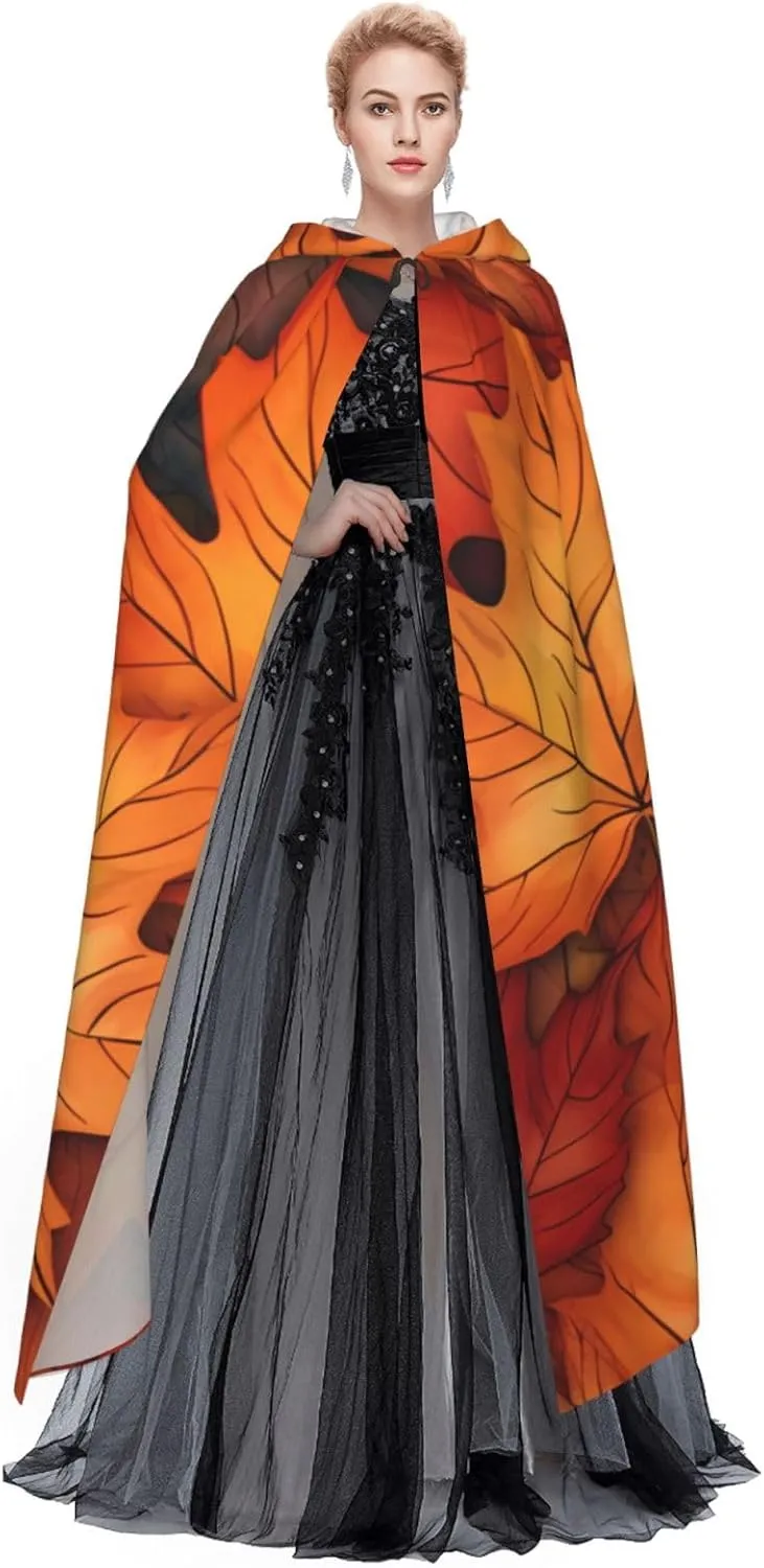 Cfpolar Halloween Hooded Cloak for Men Women, Capes With Hood & Neck Tie, Long Adult Cloaks