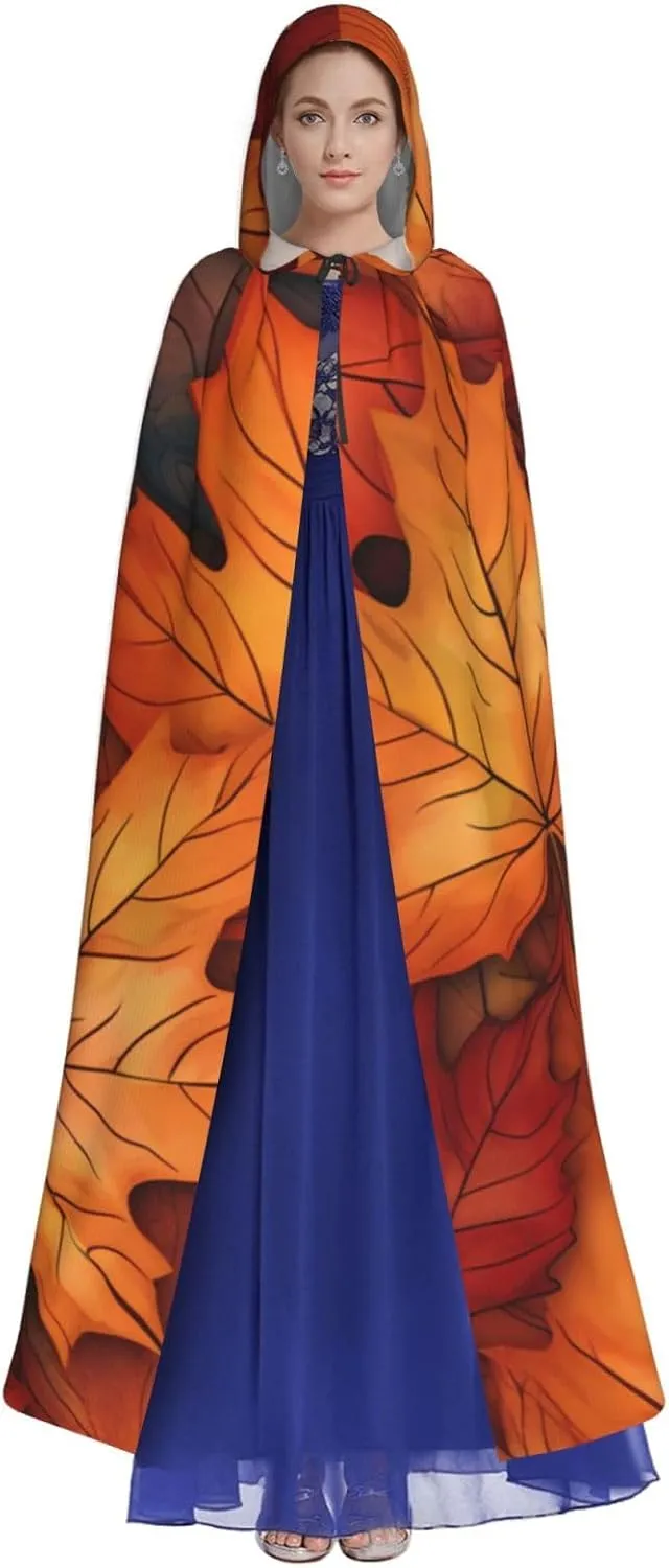 cfpolar Hooded Cloak for Men Women, Halloween Hooded Capes with Hood & Neck Tie, Long Adult Halloween Cloaks A-1