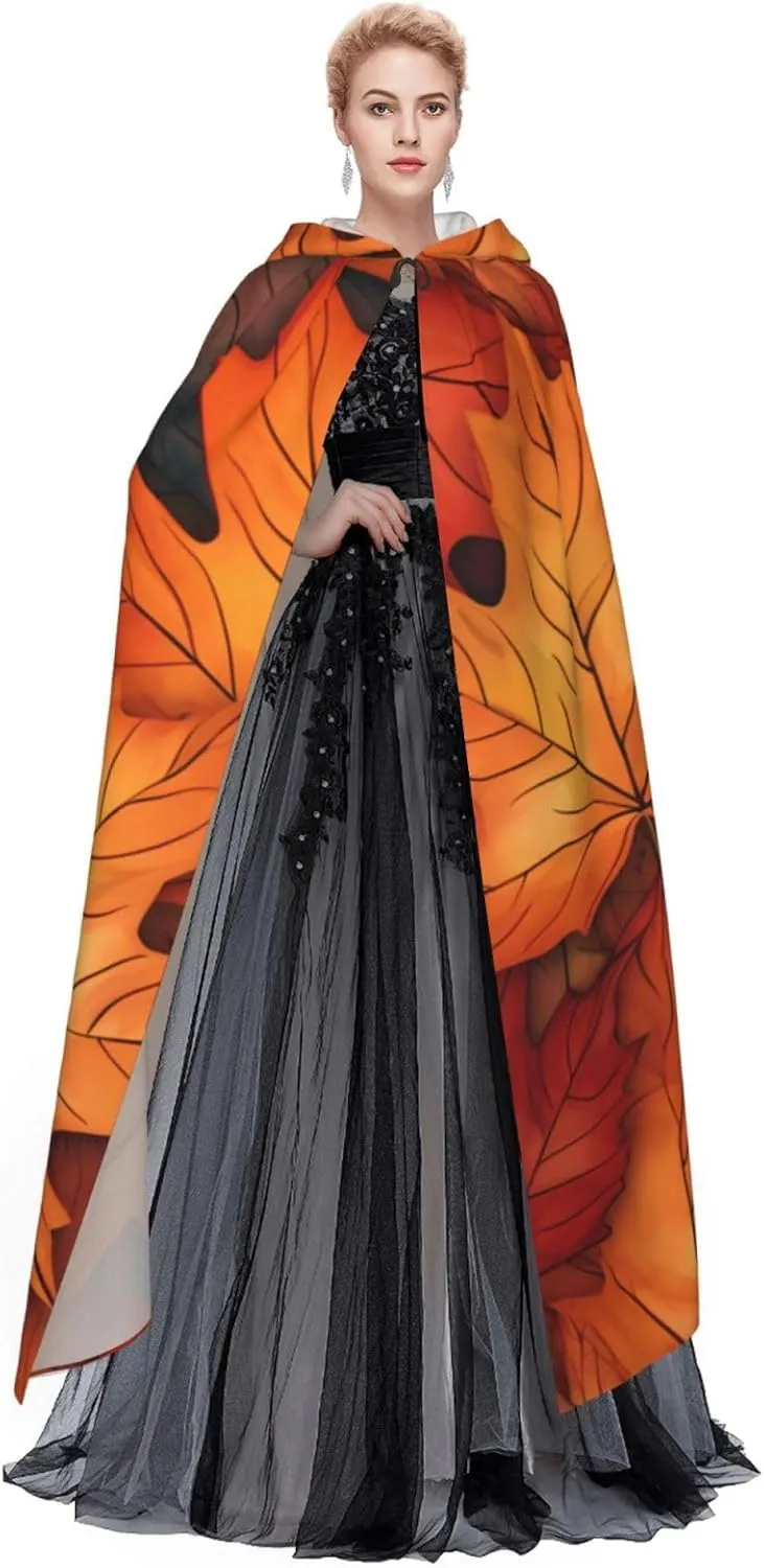 cfpolar Hooded Cloak for Men Women, Halloween Hooded Capes with Hood & Neck Tie, Long Adult Halloween Cloaks A-1