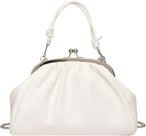 Chain Evening Handbag Purses for Women Kiss Lock Pleated Clutch Bag Cross Body Purse Elegant Handle for Daily Life