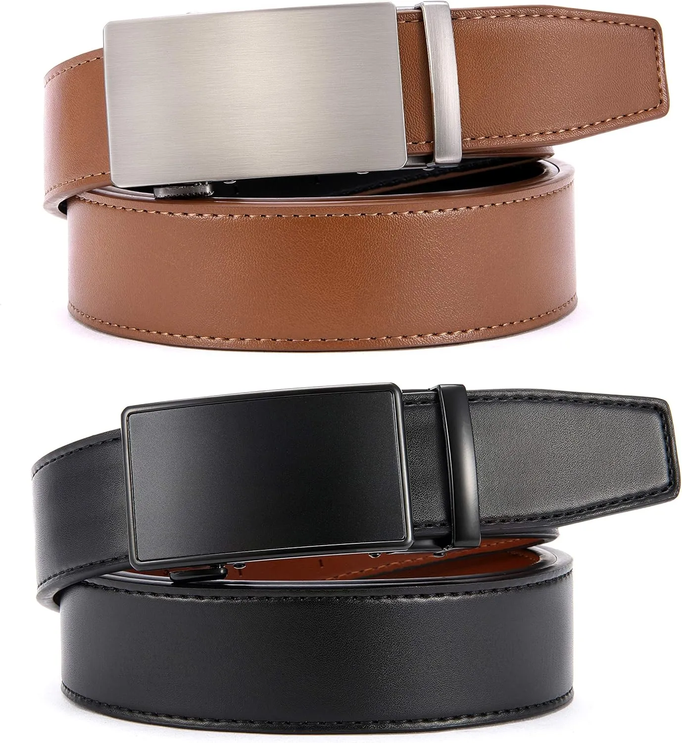 CHAOREN Leather Ratchet Belt Men 2 Pack - Customizable Fit, Effortless Style (35mm)