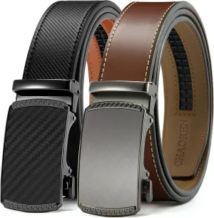 CHAOREN Leather Ratchet Belt Men 2 Pack - Customizable Fit, Effortless Style (35mm)