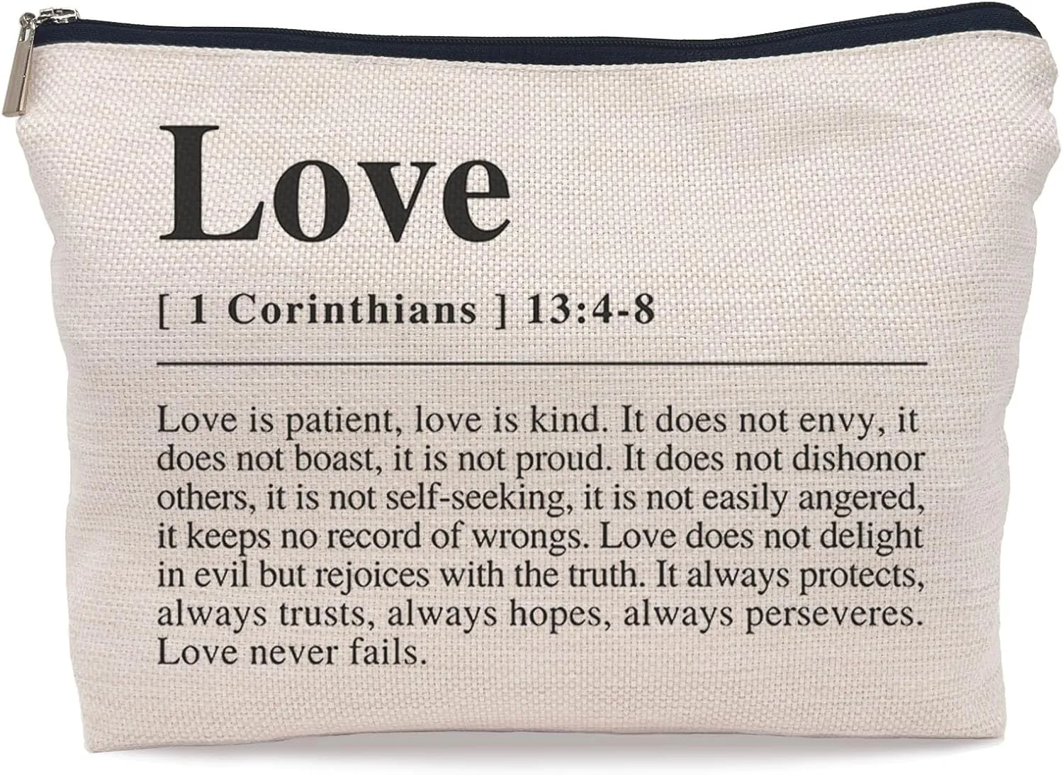 Christian Gifts for Women Faith, Christian Inspirational Makeup Bag Cosmetic Bags for Women, Religious Bible Verse Small Makeup Cosmetic Bag for Purse, 1 Corinthians 13 Love Never Fails