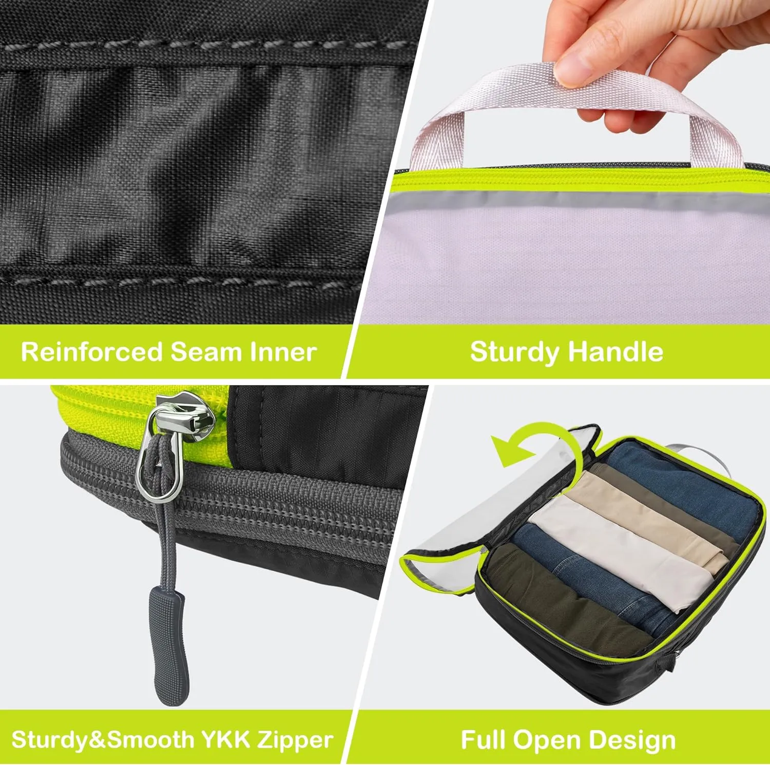Cipway Compression Packing Cubes Mesh, Lightweight Luggage Organizer Bags with Laundry Bag, Toiletries Bag and Shoe Bag, Travel Essentials for Carry on Suitcase8 Pcs,Black
