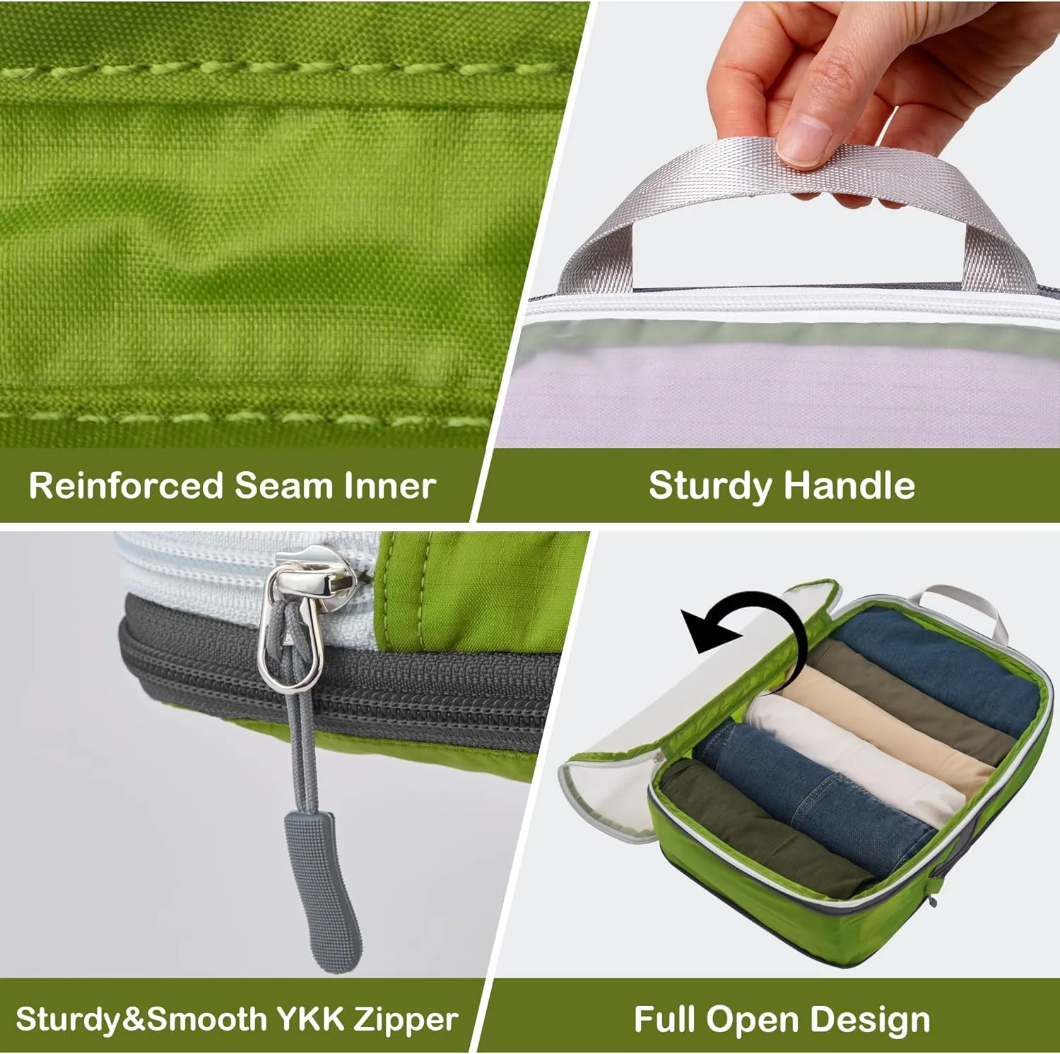 Cipway Compression Packing Cubes Mesh, Lightweight Luggage Organizer Bags with Laundry Bag,Toiletries Bag and Shoe Bag, Travel Essentials for Carry on Suitcase8 Pcs,Green