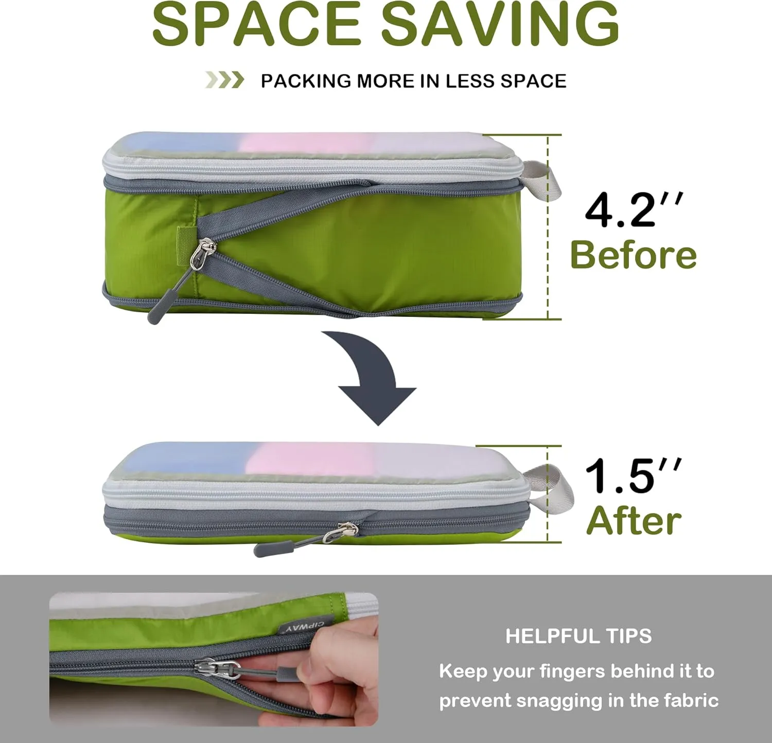 Cipway Compression Packing Cubes Mesh, Lightweight Luggage Organizer Bags with Laundry Bag,Toiletries Bag and Shoe Bag, Travel Essentials for Carry on Suitcase8 Pcs,Green