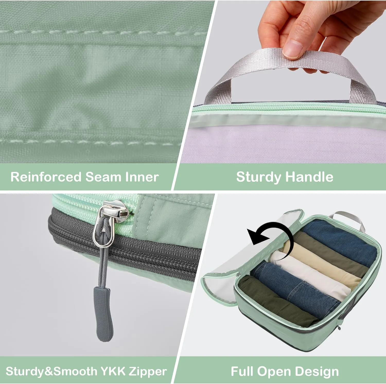 Cipway Compression Packing Cubes Mesh, Lightweight Luggage Organizer Bags with Laundry Bag,Toiletries Bag and Shoe Bag, Travel Essentials for Carry on Suitcase8 Pcs,Sage Green
