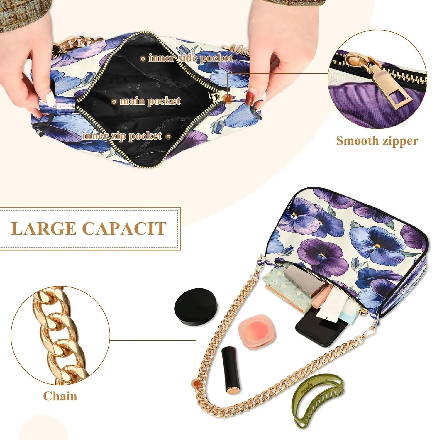 Colorful Flowers Blooming Hand Bags for Women, Crossbody Travel Bags for Women