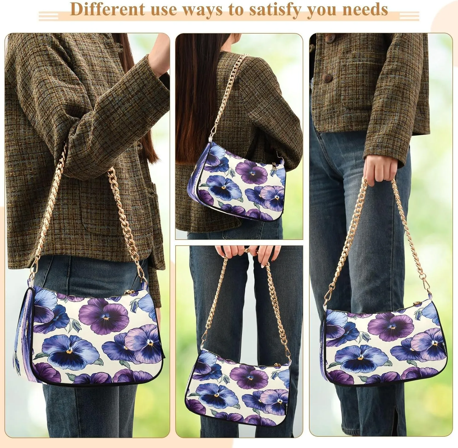 Colorful Flowers Blooming Hand Bags for Women, Crossbody Travel Bags for Women