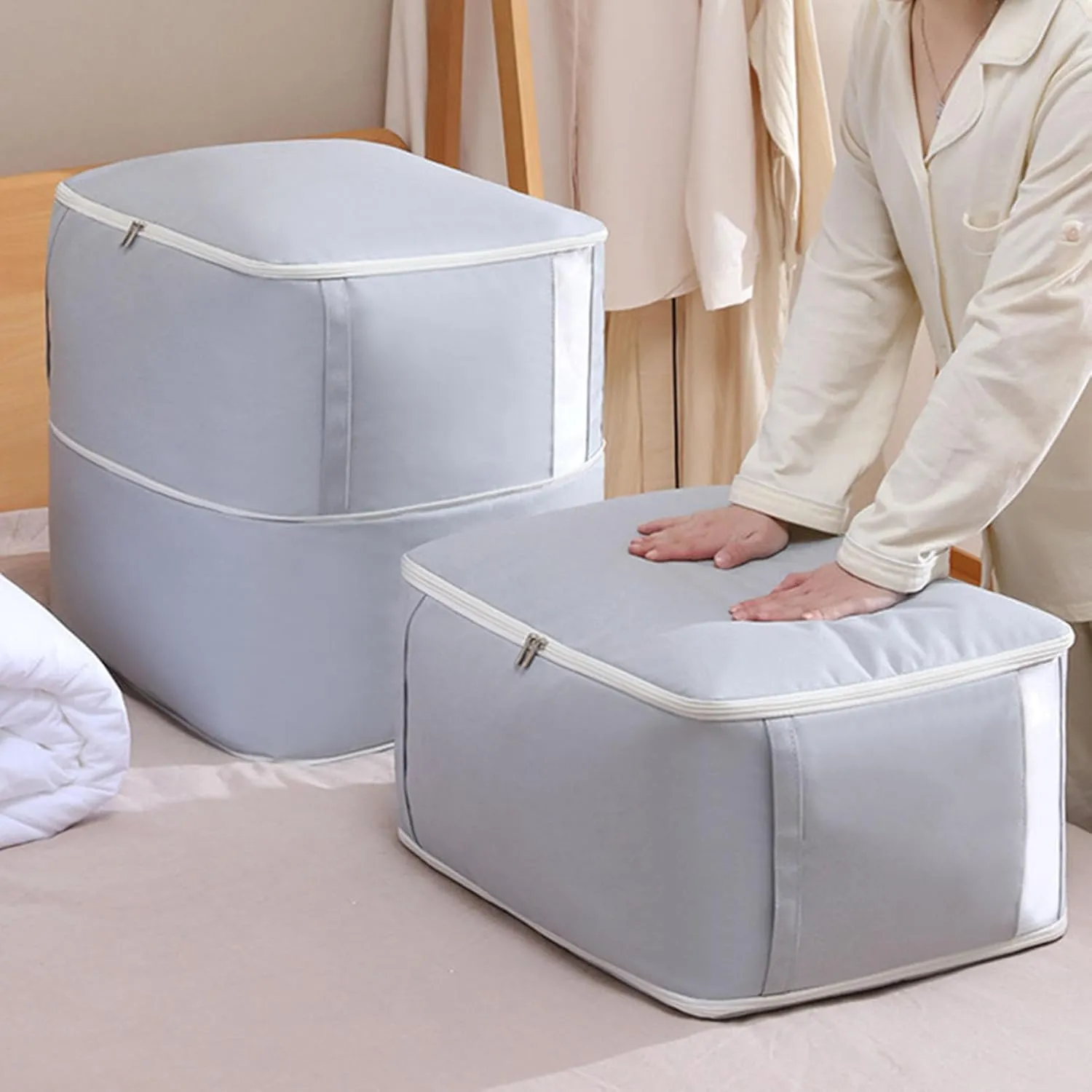 Compression Organizer Bags with Large Capacity - Reusable Travel Packing Cubes, Space-Saving Bags with Window for Suitcase, Compression Bags for Travel