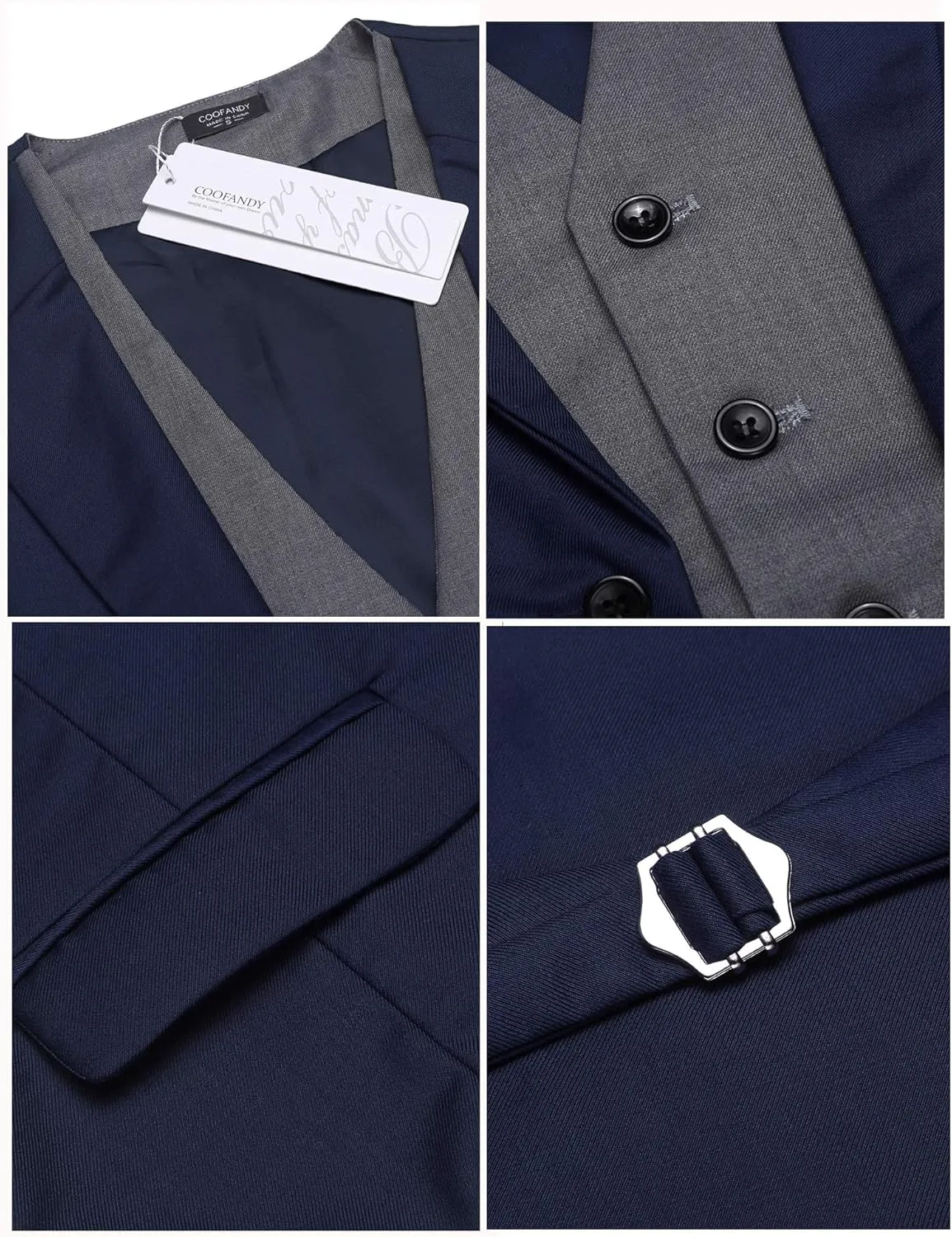 COOFANDY Men's Layered Suit Vest Business Dress Vests Formal Wedding Waistcoat Slim Fit