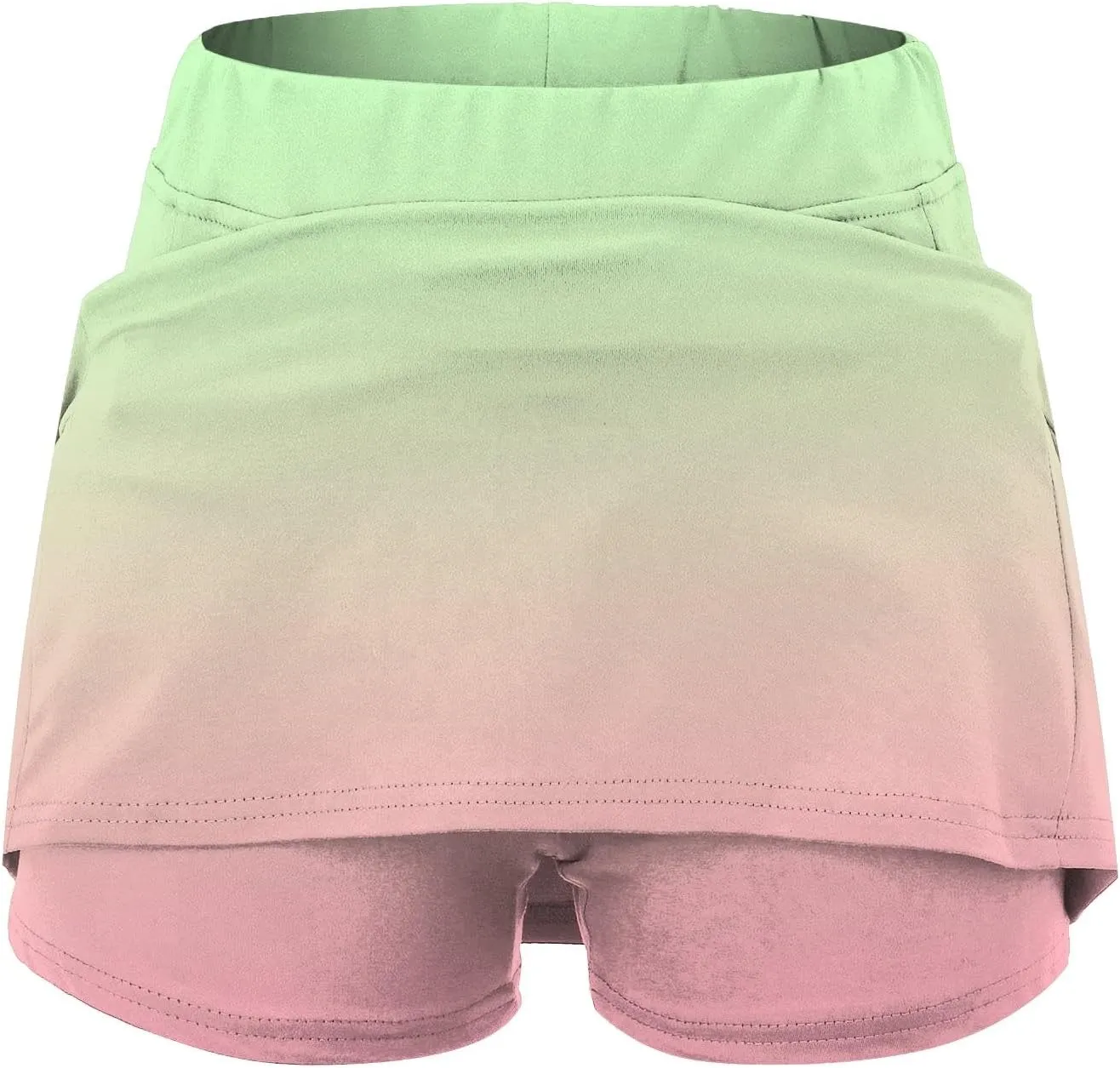 cooki Tennis Skirts for Women Summer Casual High Waisted Athletic Skort Lightweight Stretchy Workout Gradient Color Skirt