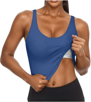 Cotton Tank Top with Built in Bra for Women Adjustable Strap Workout Camisole Yoga Shirts Layer Padded Bra Tank Tops