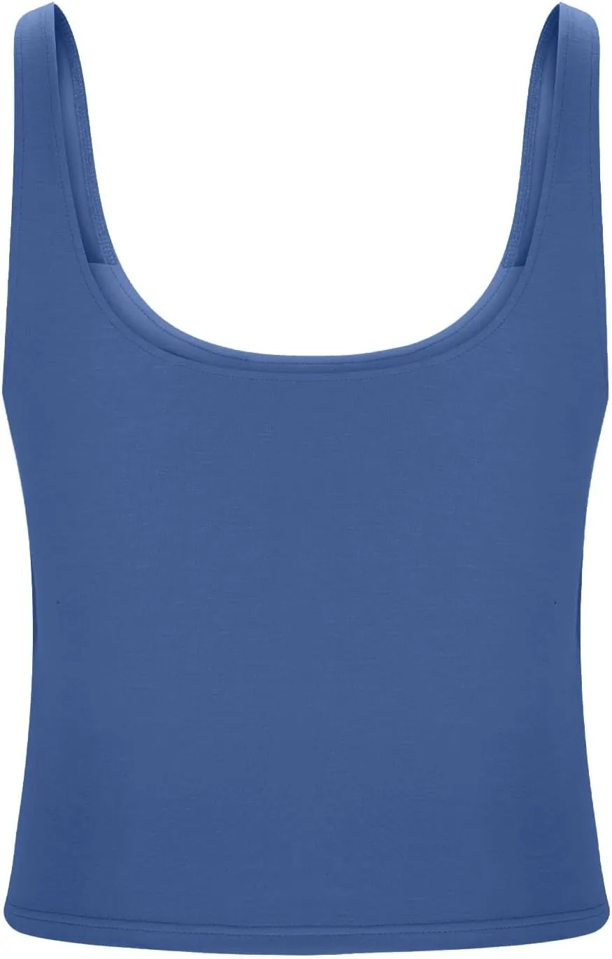 Cotton Tank Top with Built in Bra for Women Adjustable Strap Workout Camisole Yoga Shirts Layer Padded Bra Tank Tops