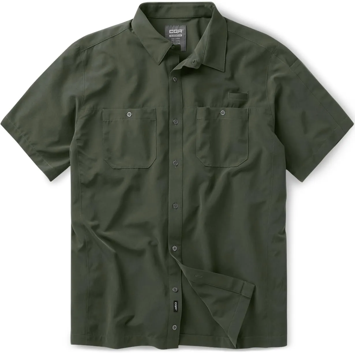 CQR Men's Short Sleeve Tactical Shirts, UPF 50  Ripstop Military Work Shirts, Breathable Button Down Outdoor Hiking Shirt