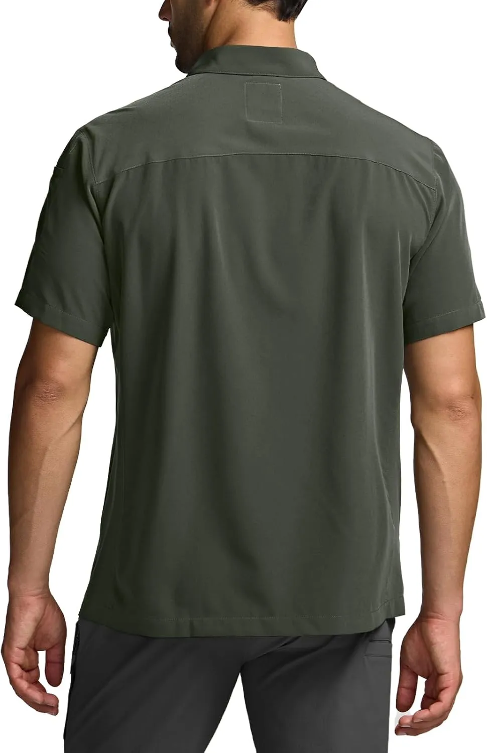 CQR Men's Short Sleeve Tactical Shirts, UPF 50  Ripstop Military Work Shirts, Breathable Button Down Outdoor Hiking Shirt