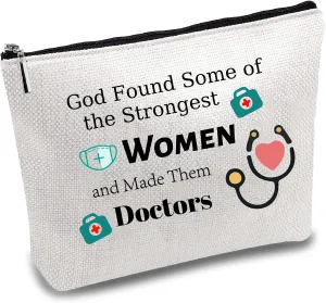 CREATCABIN Doctors Makeup Bags Cosmetic Pouch with Zipper Pouches Pencil Pouch Polycotton Toiletries Travel Bag Organizer Purse Accessories for Her Mom Wife Thank You Inspirational Gift 10x7Inch