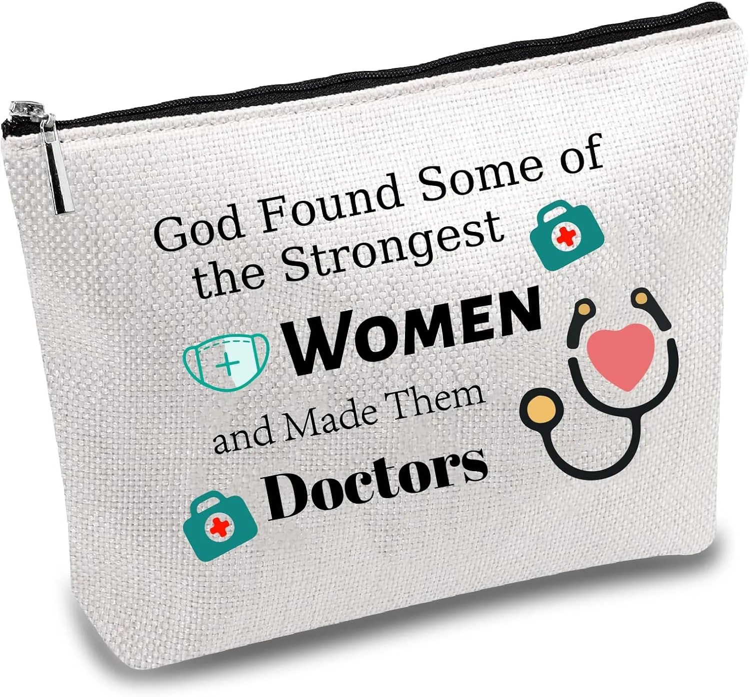 CREATCABIN Doctors Makeup Bags Cosmetic Pouch with Zipper Pouches Pencil Pouch Polycotton Toiletries Travel Bag Organizer Purse Accessories for Her Mom Wife Thank You Inspirational Gift 10x7Inch
