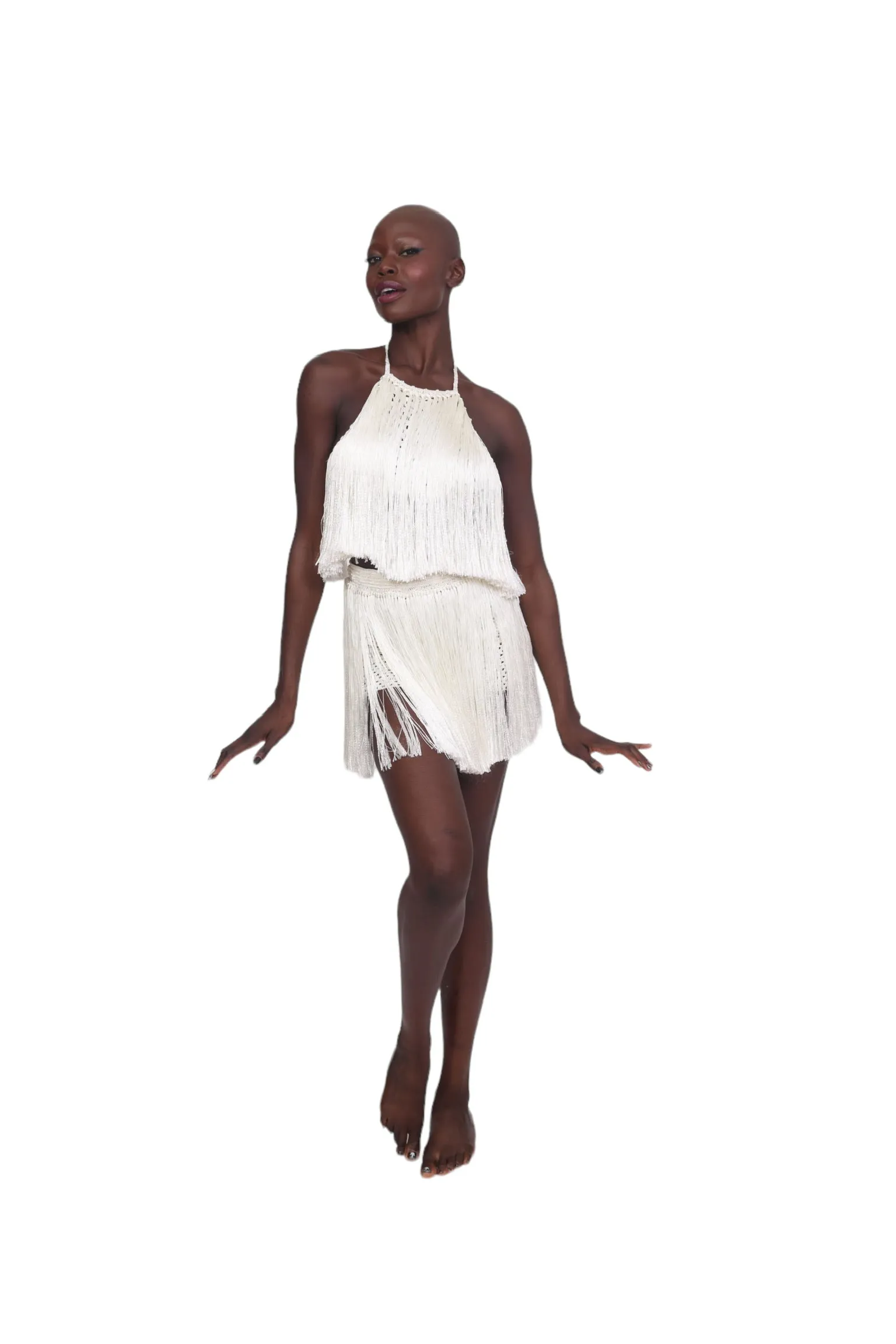 Crochet Fringe Top - Snow White