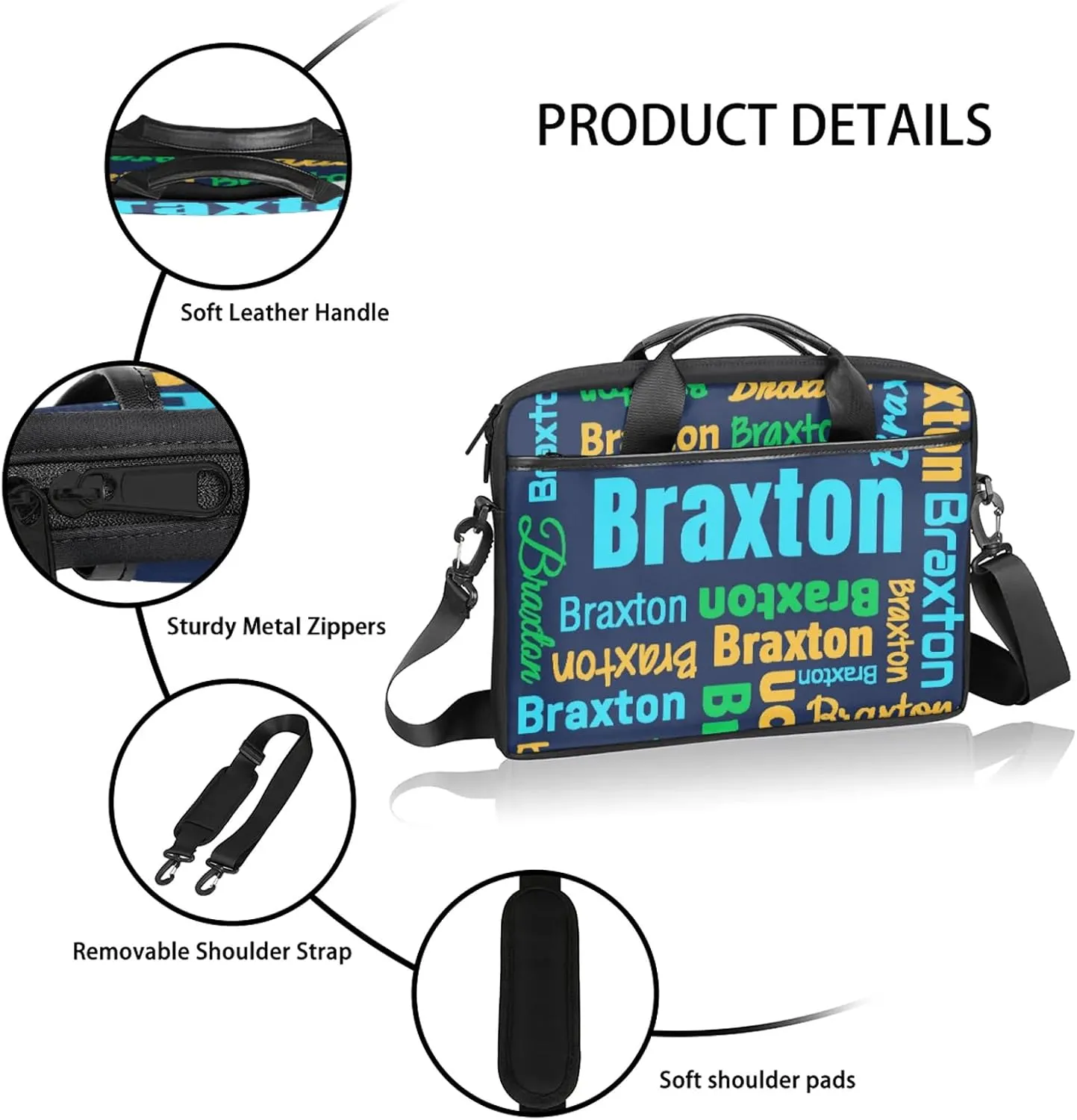 Custom Laptop Shoulder Bags with Name Personalized Laptop Bags with Multi-Pockets