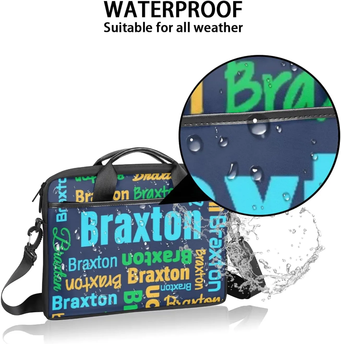 Custom Laptop Shoulder Bags with Name Personalized Laptop Bags with Multi-Pockets