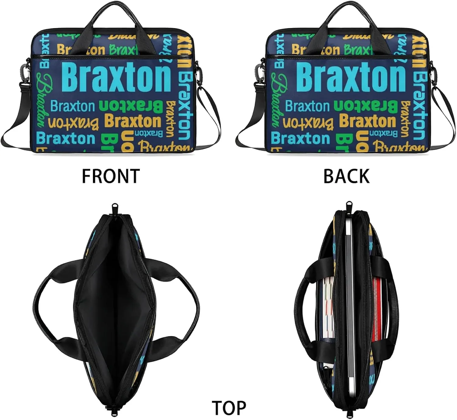 Custom Laptop Shoulder Bags with Name Personalized Laptop Bags with Multi-Pockets