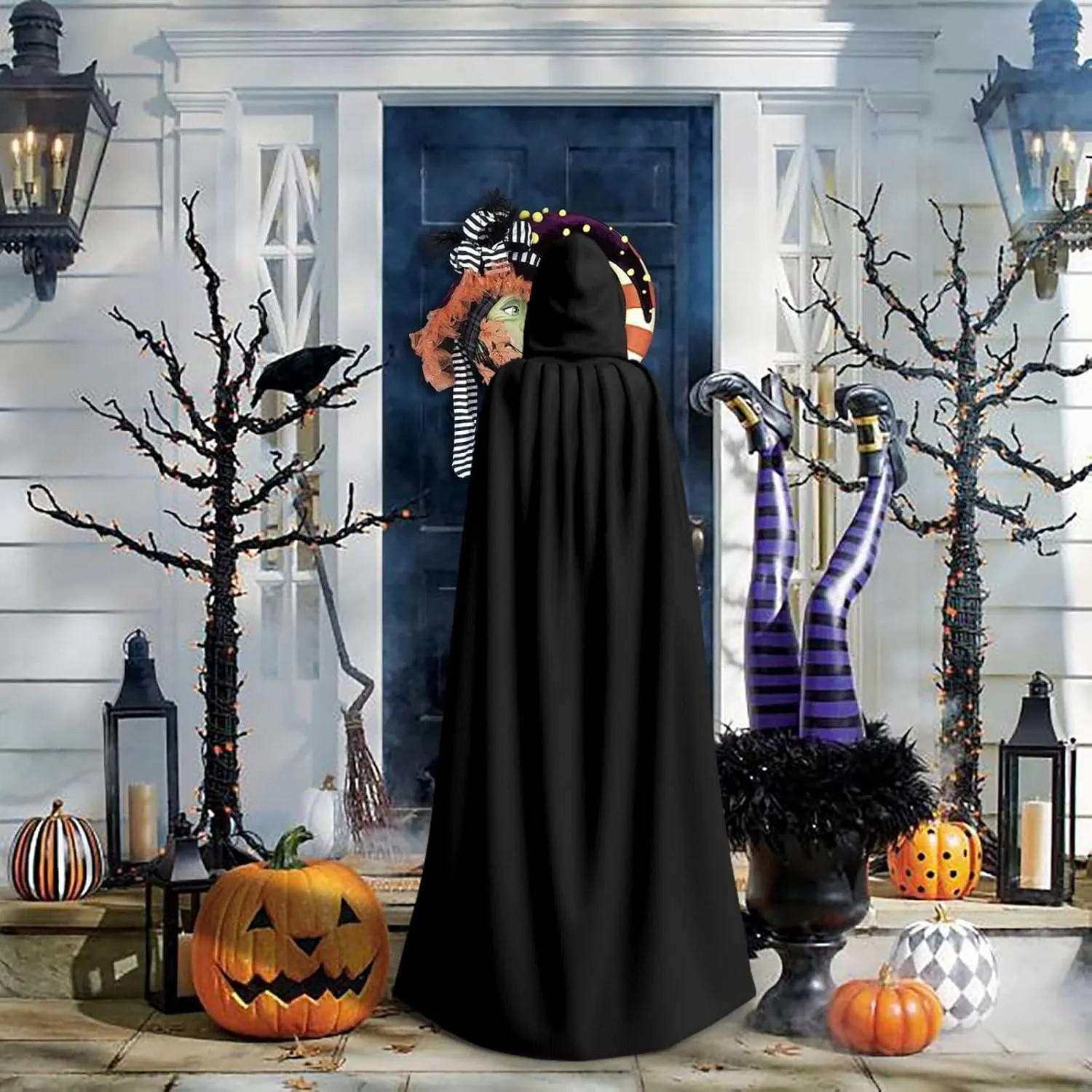 Customized Hooded Cloaks Unisex Full Length Personalized Cosplay Cape with Photo Text for Christmas Halloween Party