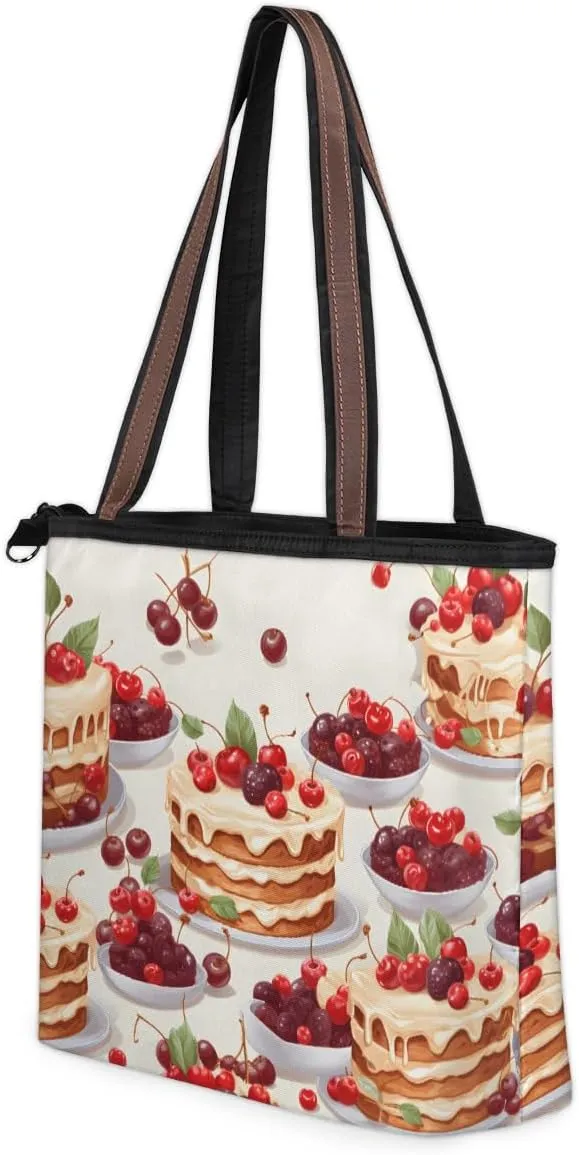 Cute American Football Striped Tote Bag with Zipper 15 Inch Canvas Tote Bag for Women Shoulder Handbag