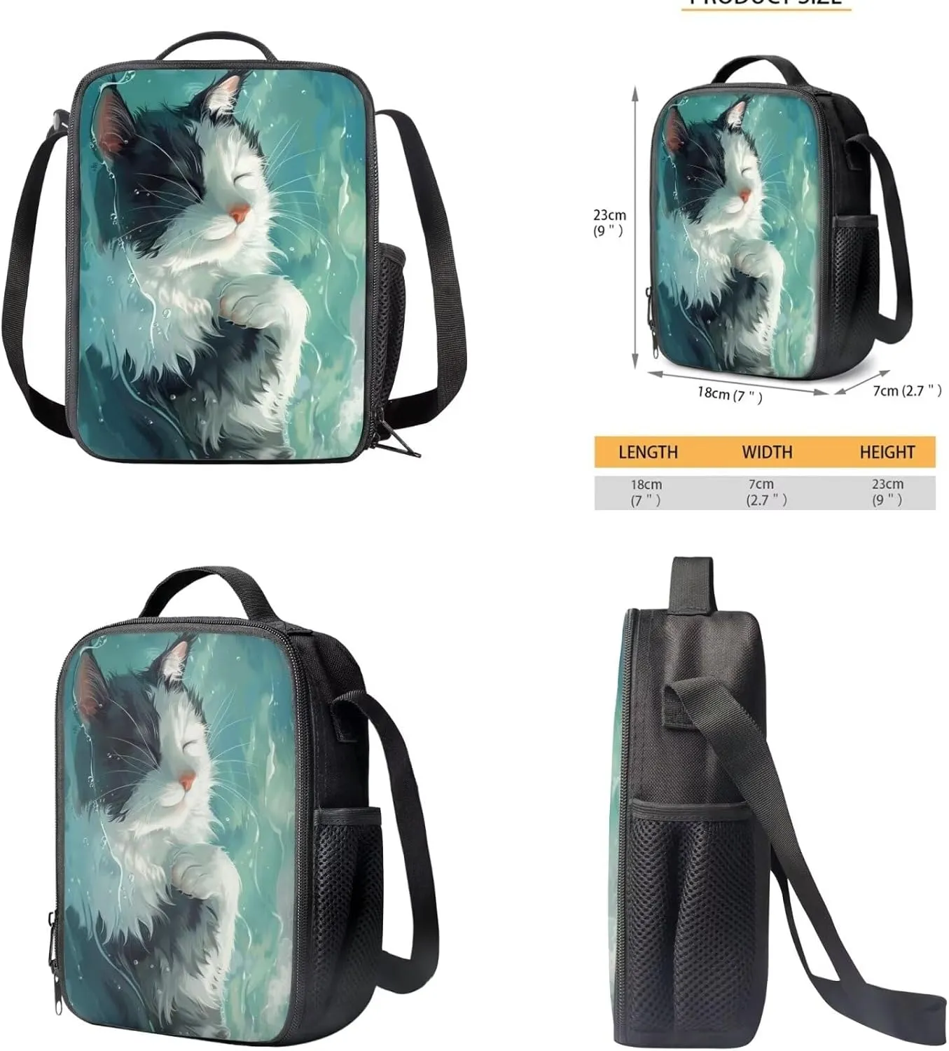 Cute Cat Backpacks for Toddler Girls with Lunch Box Girls Backpack Elementary School Large Schoolbags Bagpack Rucksack Travel Outdoor Daypack for Kids Gifts
