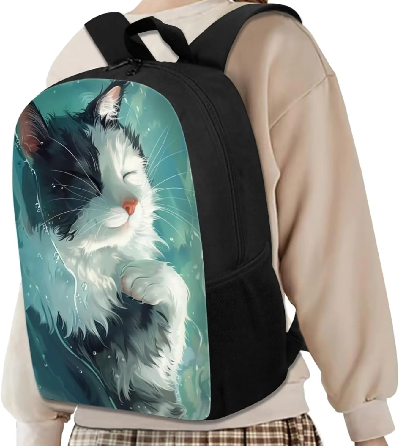 Cute Cat Backpacks for Toddler Girls with Lunch Box Girls Backpack Elementary School Large Schoolbags Bagpack Rucksack Travel Outdoor Daypack for Kids Gifts