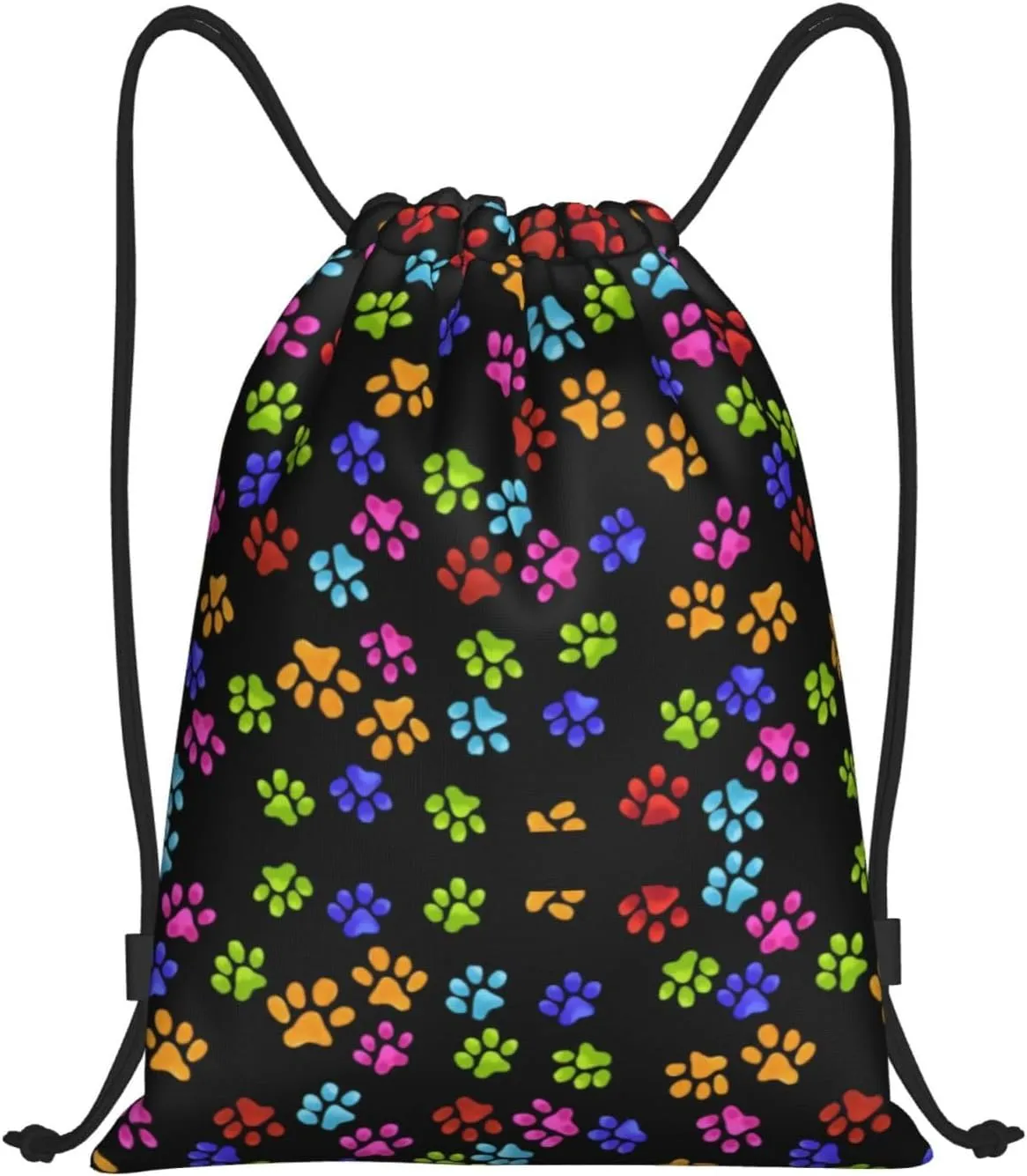 Cute Dog Paw Print Drawstring Backpack Adjustable Bag Sackpack Paws Bags for Gym Shopping Sport Yoga