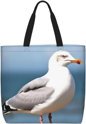 Cute seagull Tote Bag for Women Hobo Handbags with Zipper Large Shoulder Bag Shopping Bags Travel Purse