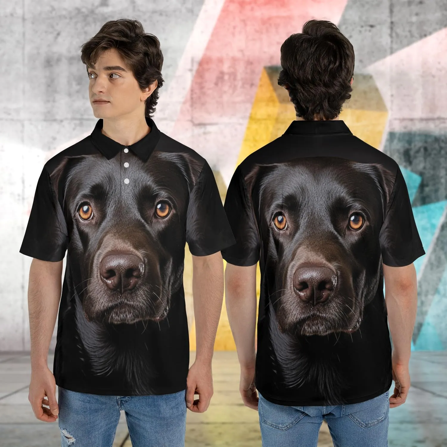 Dog Face Polo Shirts for Men - Dog Breed Mens Quick Dry Short Sleeve Polo Shirts Series 19