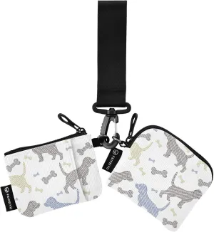 Dogs 2PCS Coin Purse Wristlet Wallets Keychain Wallet Zip Around Portable Wallet with Detachable Dual Pouch