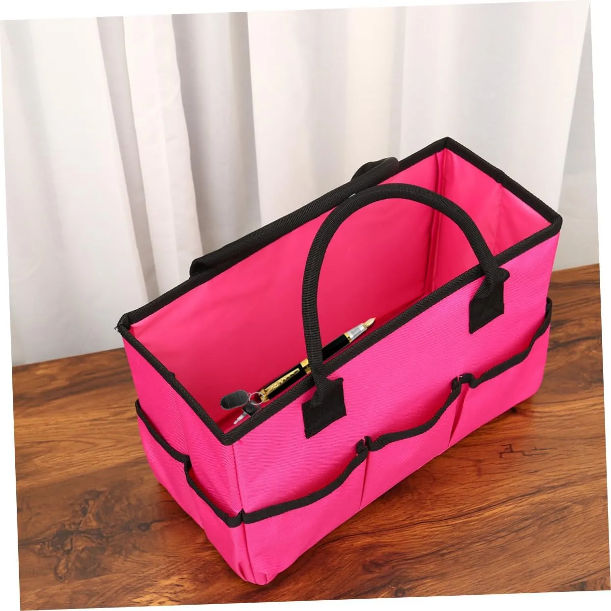 DOITOOL 2pcs Storage Bags Cosmetic Bag Makeup Bags Organizer Bags for Travel Tote Sundries Pouch Grocery Bag, Pink, 34.5*14.5*22cm